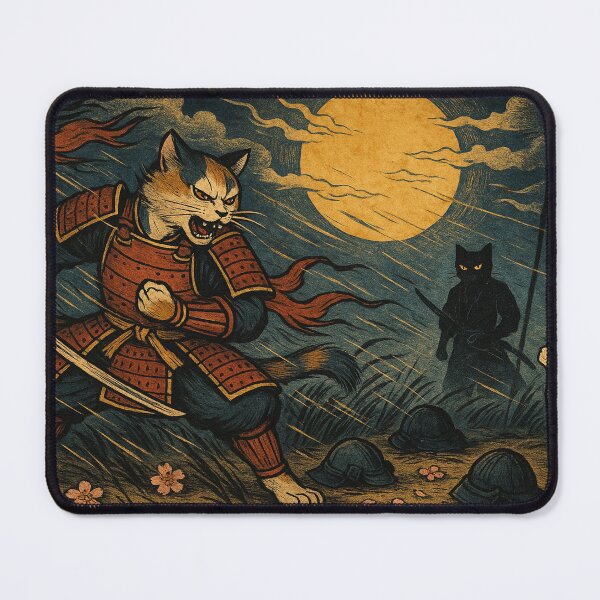 Item preview, Moonlit Clash: Calico Samurai Faces Destiny designed and sold by ポチDX.