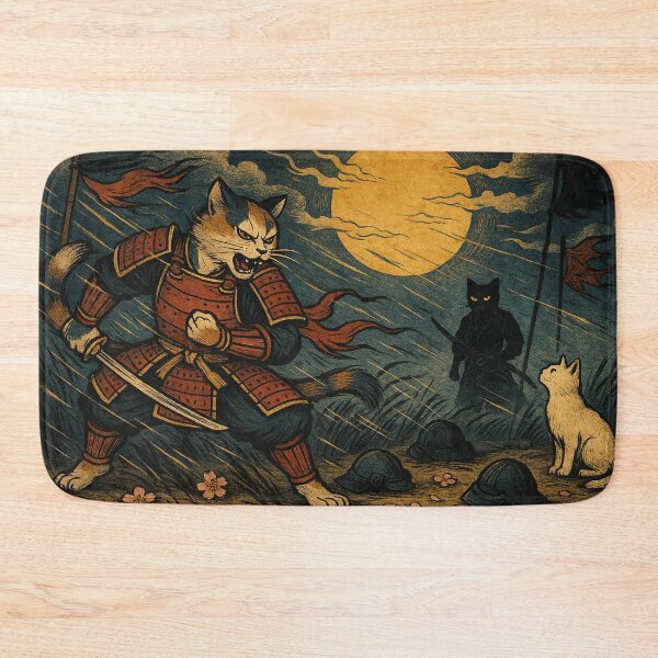 Item preview, Moonlit Clash: Calico Samurai Faces Destiny designed and sold by ポチDX.