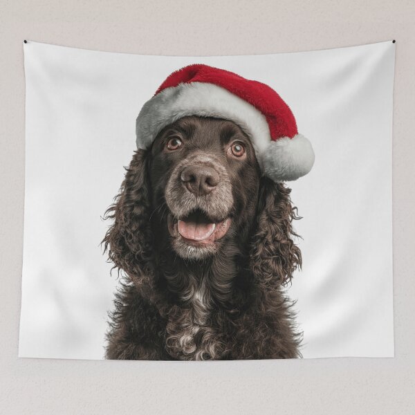 Item preview, Cute American Water Spaniel Christmas Art — American Water Spaniel Wearing Santa Hat designed and sold by LazyOwlStore.