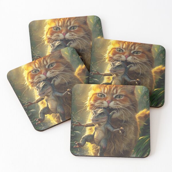 Item preview, Cat & Dinosaur – Jurassic Snack designed and sold by Antik by Schulz.