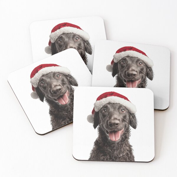 Item preview, Cute Curly-Coated Retriever Christmas Art — Curly-Coated Retriever Wearing Santa Hat designed and sold by LazyOwlStore.