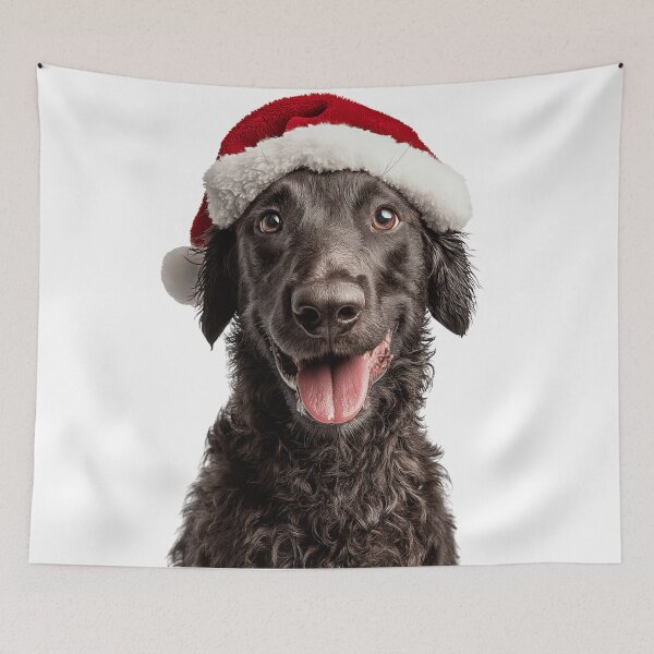 Item preview, Adorable ilustración navideña de un Retriever de pelo rizado: Retriever de pelo rizado con gorro de Papá Noel designed and sold by LazyOwlStore.