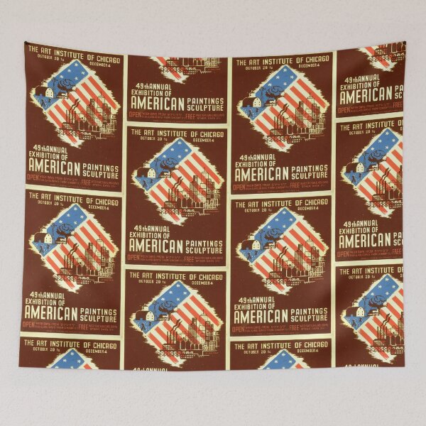 Item preview, Vintage American Art Poster | 49th Annual Exhibition | Art Institute of Chicago | Federal Art Project | M Waltrip Design designed and sold by artofuniverse.