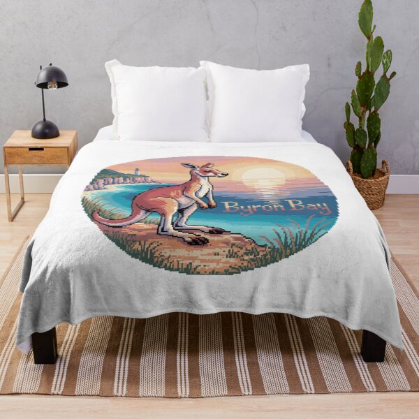 Item preview, Byron Bay Red Kangaroo Sunset – Pixel Coastal Art designed and sold by CircinusStore.
