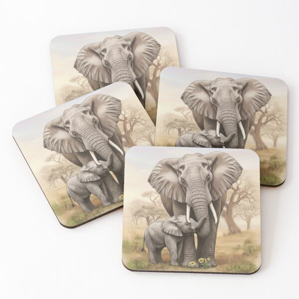 Item preview, A majestic elephant with her baby elephant. designed and sold by CHRIST5000.