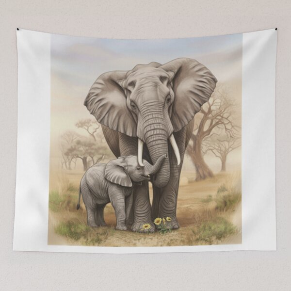 Item preview, A majestic elephant with her baby elephant. designed and sold by CHRIST5000.