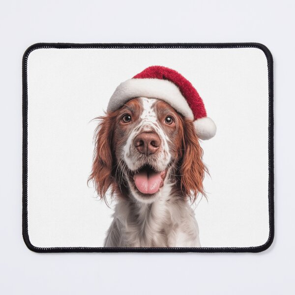Item preview, Cute Irish Red and White Setter Christmas Art — Rossmore Setter Wearing Santa Hat designed and sold by LazyOwlStore.