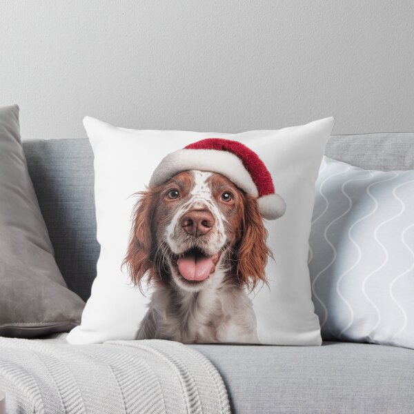 Item preview, Cute Irish Red and White Setter Christmas Art — Rossmore Setter Wearing Santa Hat designed and sold by LazyOwlStore.