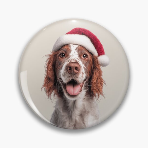 Item preview, Cute Irish Red and White Setter Christmas Art — Rossmore Setter Wearing Santa Hat designed and sold by LazyOwlStore.