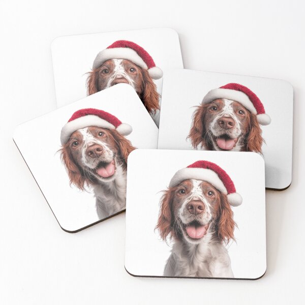 Item preview, Cute Irish Red and White Setter Christmas Art — Rossmore Setter Wearing Santa Hat designed and sold by LazyOwlStore.