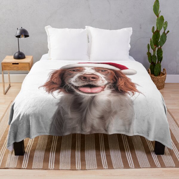 Item preview, Cute Irish Red and White Setter Christmas Art — Rossmore Setter Wearing Santa Hat designed and sold by LazyOwlStore.