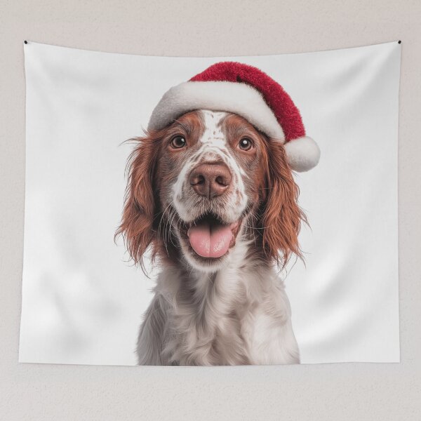 Item preview, Cute Irish Red and White Setter Christmas Art — Rossmore Setter Wearing Santa Hat designed and sold by LazyOwlStore.