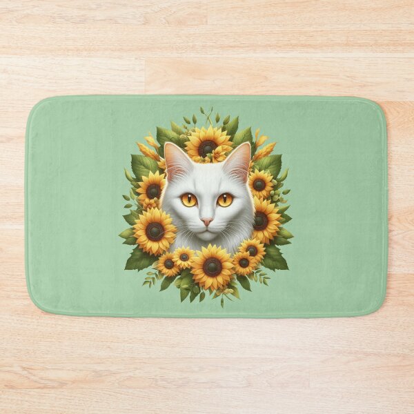 Item preview, White Cat Among Sunflowers designed and sold by Art-Arcade6.