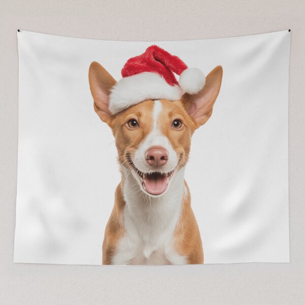 Item preview, Cute Portuguese Podengo Christmas Art — Portuguese Podengo Wearing Santa Hat designed and sold by LazyOwlStore.