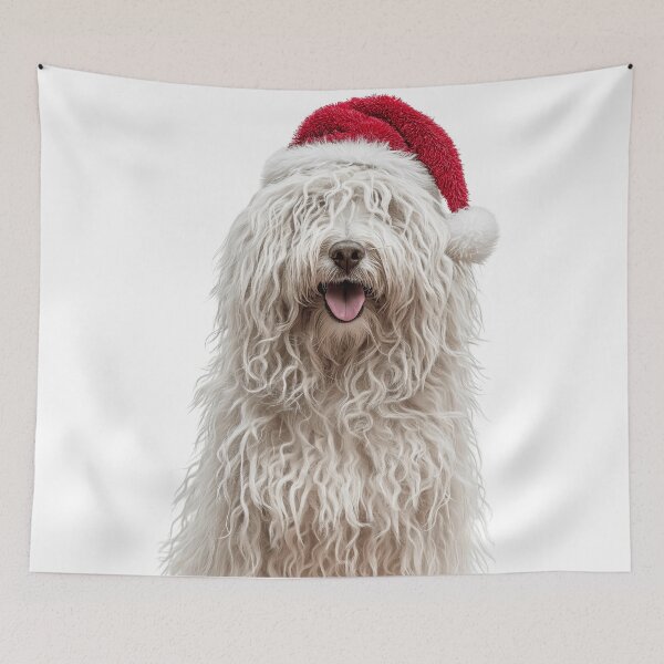 Item preview, Cute Puli dog Christmas Art — Puli dog Wearing Santa Hat designed and sold by LazyOwlStore.