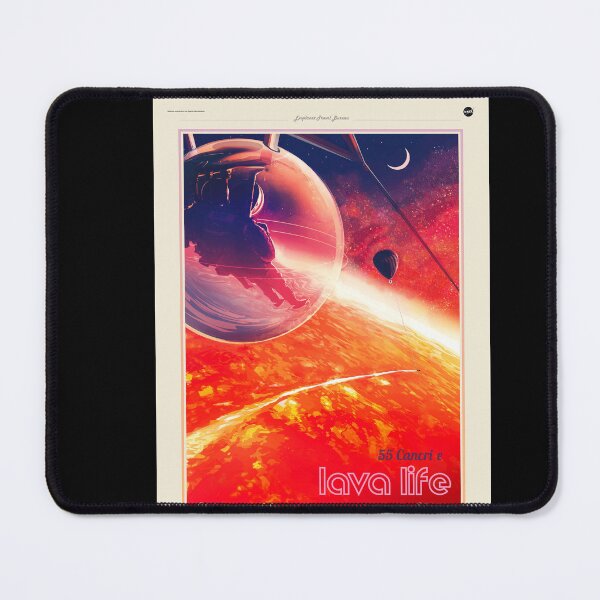 Item preview, Explore 55 Cancri e Poster | Retro Futuristic Space Art | Lava Ocean & Hot Air Balloon | NASA Exoplanet Travel Series designed and sold by artofuniverse.