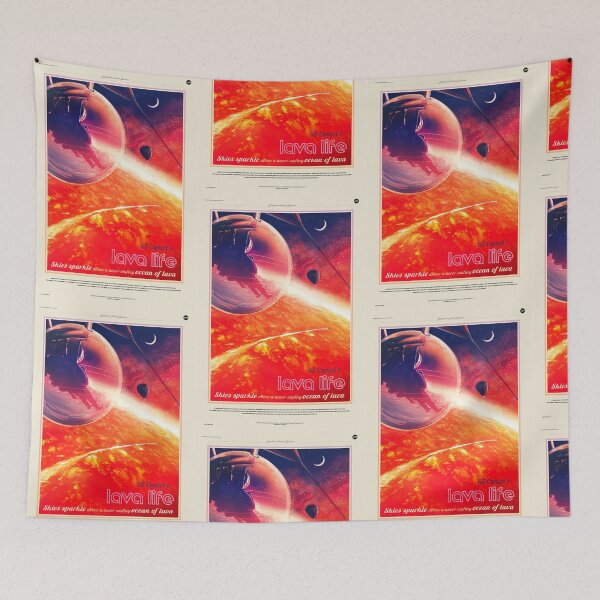 Item preview, Explore 55 Cancri e Poster | Retro Futuristic Space Art | Lava Ocean & Hot Air Balloon | NASA Exoplanet Travel Series designed and sold by artofuniverse.
