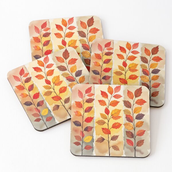 Item preview, Three Watercolor Autumn Leafy Tree Twigs – Vertical Fall Botanical Illustration designed and sold by EmeraldeaDesign.