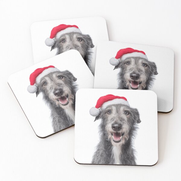 Item preview, Cute Scottish Deerhound Christmas Art — Scottish Deerhound Wearing Santa Hat designed and sold by LazyOwlStore.