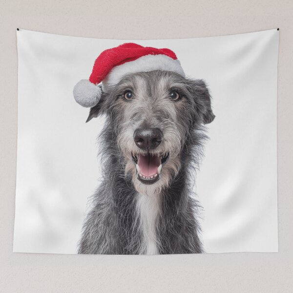 Item preview, Cute Scottish Deerhound Christmas Art — Scottish Deerhound Wearing Santa Hat designed and sold by LazyOwlStore.
