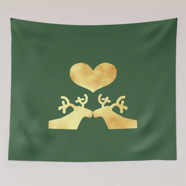 Item preview, Golden Reindeer couple on green - Calm, Sensory-Friendly designed and sold by CreaTwinkles.