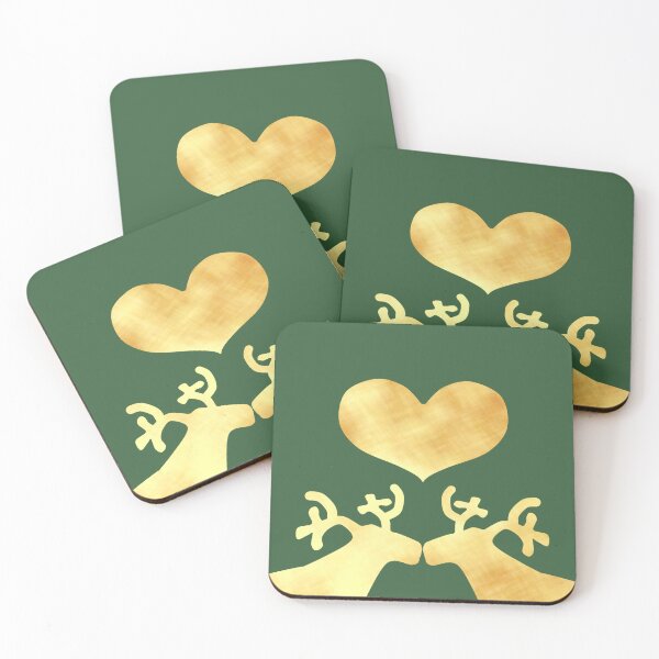Item preview, Golden Reindeer couple on green - Calm, Sensory-Friendly designed and sold by CreaTwinkles.