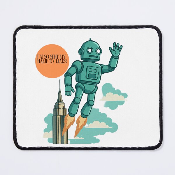 Item preview, Retro Robot Flying to Mars Cartoon Artwork designed and sold by DroolWorthyUS.