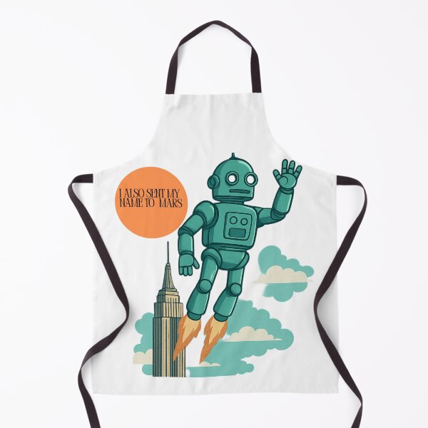 Item preview, Retro Robot Flying to Mars Cartoon Artwork designed and sold by DroolWorthyUS.