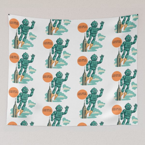 Item preview, Retro Robot Flying to Mars Cartoon Artwork designed and sold by DroolWorthyUS.
