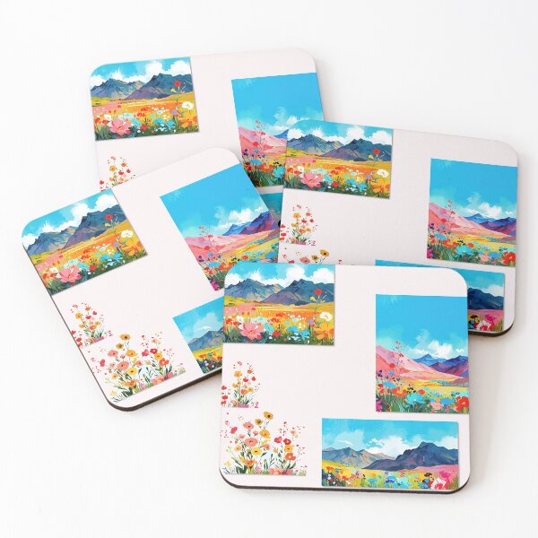 Item preview, Mountain Landscape Paintings with Colorful Florals Décor in Modern Wall Gallery designed and sold by CoolPixels.