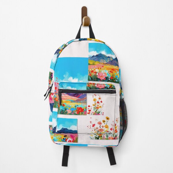 Item preview, Mountain Landscape Paintings with Colorful Florals Décor in Modern Wall Gallery designed and sold by CoolPixels.