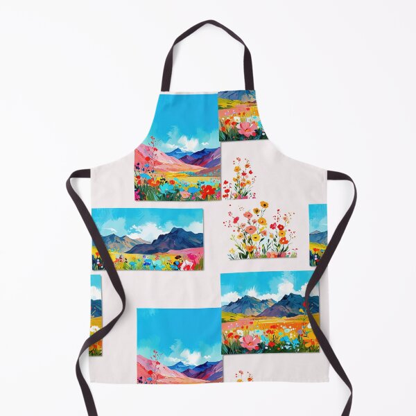 Item preview, Mountain Landscape Paintings with Colorful Florals Décor in Modern Wall Gallery designed and sold by CoolPixels.