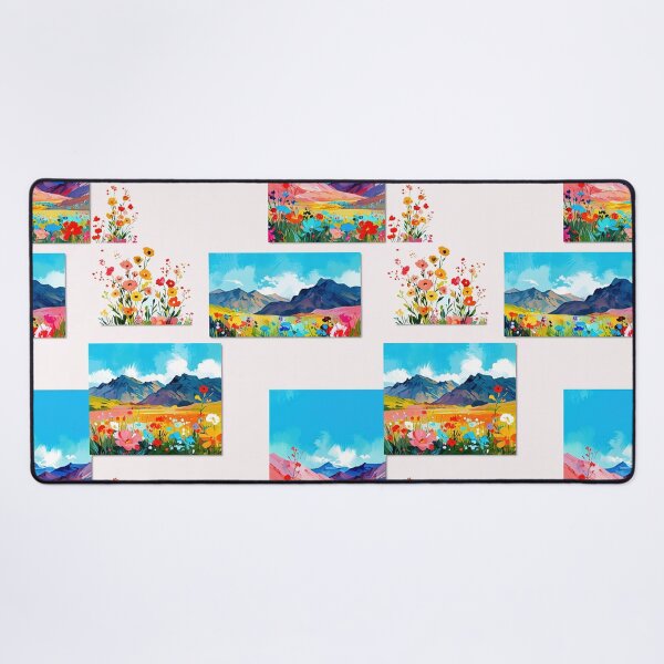 Item preview, Mountain Landscape Paintings with Colorful Florals Décor in Modern Wall Gallery designed and sold by CoolPixels.