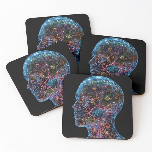 Item preview, Glass Mind Garden – Neon Human Head Filled with Nature and Light designed and sold by PLUSHIWORLDtm.