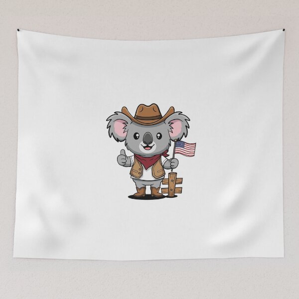 Item preview, Cowboy Koala with American Flag | Cute Patriotic Animal Art designed and sold by holywarter.