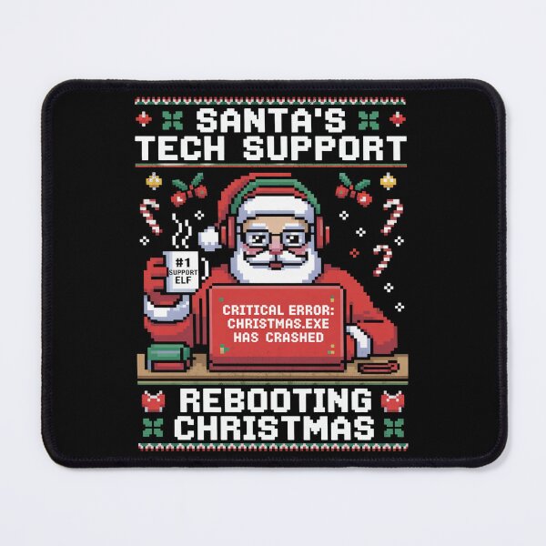 Item preview, Santa’s Tech Support Rebooting Christmas System Error Pixel Art designed and sold by FreshVibe Prints.