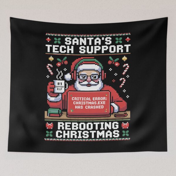 Item preview, Santa’s Tech Support Rebooting Christmas System Error Pixel Art designed and sold by FreshVibe Prints.