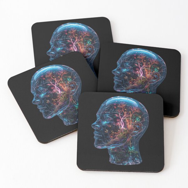 Item preview, Fractured Glass Mind – Neon Botanical Neural Universe designed and sold by PLUSHIWORLDtm.