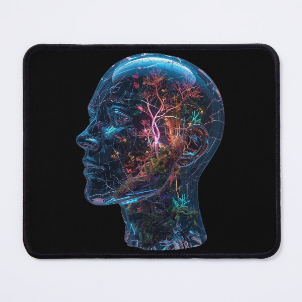 Item preview, Fractured Glass Mind – Neon Botanical Neural Universe designed and sold by PLUSHIWORLDtm.
