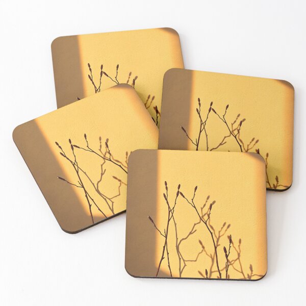 Item preview, Empty Thin Twigs with Shadows – Shadowplay on Dark Orange Wall designed and sold by EmeraldeaArt.