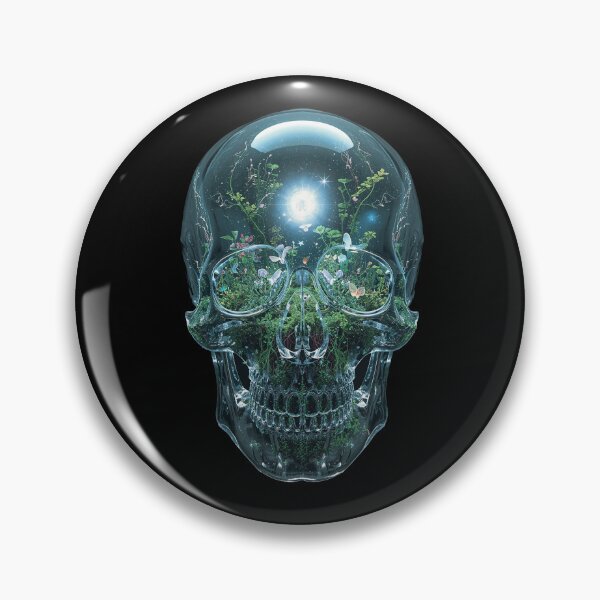 Item preview, The Bioluminescent Mind – Transparent Glass Skull with Living Light Nature designed and sold by PLUSHIWORLDtm.
