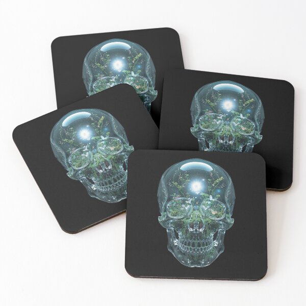 Item preview, The Bioluminescent Mind – Transparent Glass Skull with Living Light Nature designed and sold by PLUSHIWORLDtm.