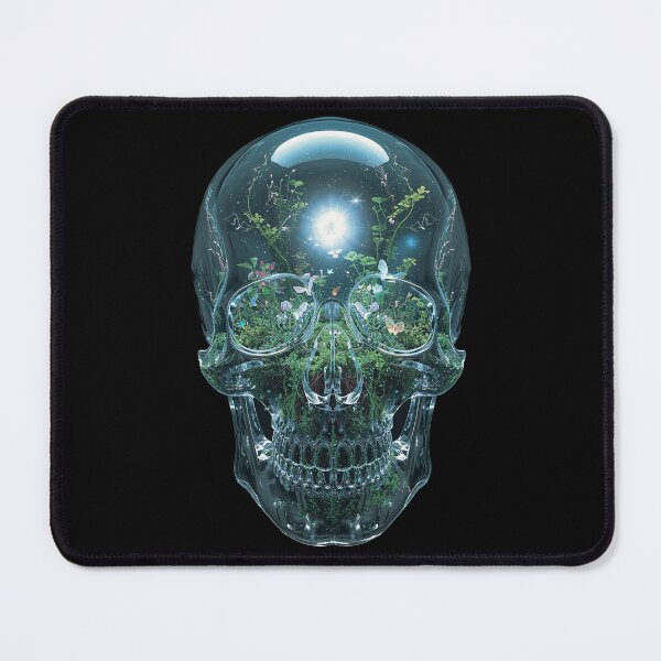 Item preview, The Bioluminescent Mind – Transparent Glass Skull with Living Light Nature designed and sold by PLUSHIWORLDtm.