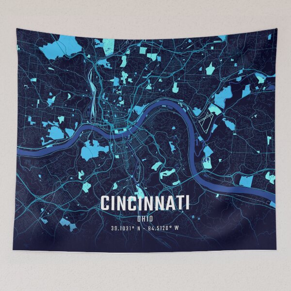 Item preview, Cincinnati Midnight City Map designed and sold by HomeLivingCo.