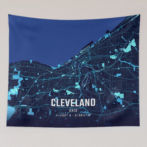 Item preview, Cleveland Midnight City Map designed and sold by HomeLivingCo.
