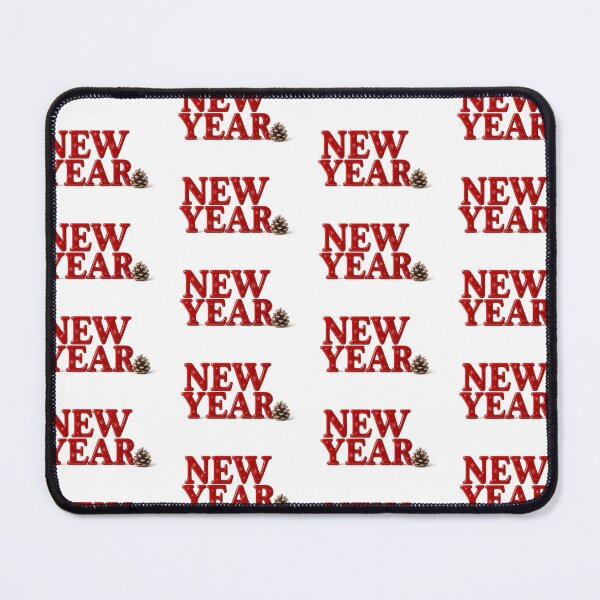 Item preview, New year text with festive red letters and pine cone on transparent background, AI generated designed and sold by dvoevnore.