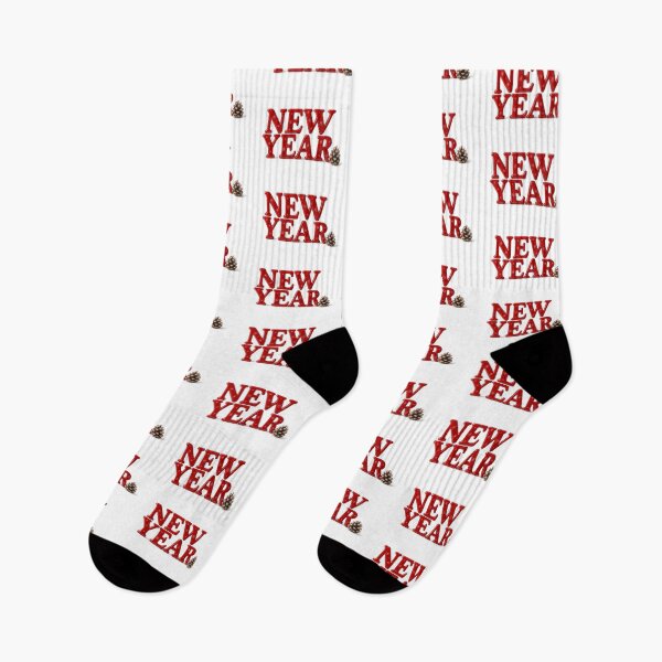 Item preview, New year text with festive red letters and pine cone on transparent background, AI generated designed and sold by dvoevnore.
