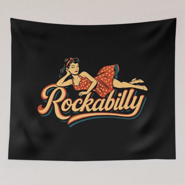 Item preview, Rockabilly woman 50s lying down petticoat dress polka dot gift designed and sold by Pineapple-Tree.