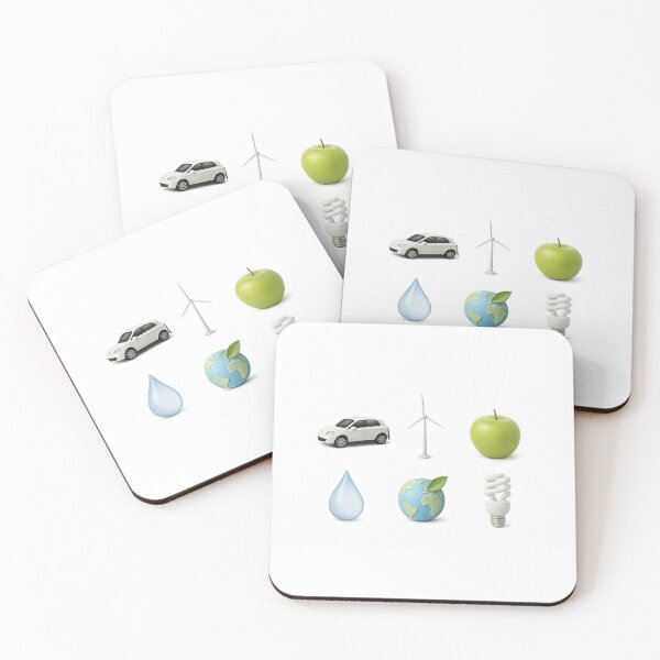 Item preview, Eco icon sets featuring car, wind turbine, apple, water drop, globe, bulb, isolated, AI generated designed and sold by dvoevnore.