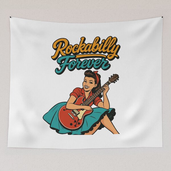 Item preview, Rockabilly Forever Woman 50s Electric Guitar Gift designed and sold by Pineapple-Tree.